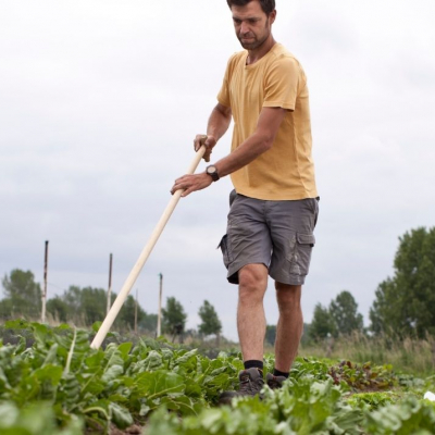 Boer die werkt op het veld